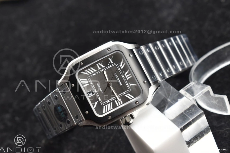 Edition Bracelet 1:1 on Dial Black Best Vibrant 1050 Gray Santos Bezel 40mm MIYOTA SS SS BVF Cartier de 0925